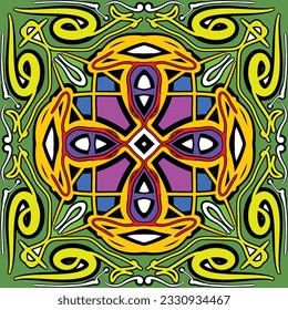 Many color texture pattern in symmetry shape