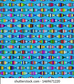 many colored background image of abstract lines with fish
