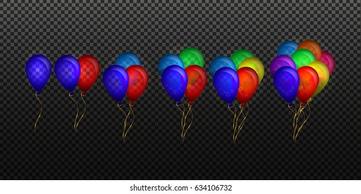 Many colored balloon effect high quality with transparency