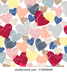 many colored hearts. Background
