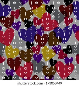 many colored hearts. Background
