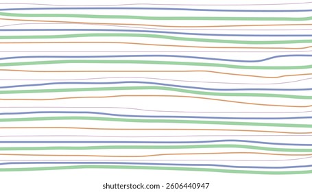 Many colored horizontal lines on a white background. colorful pen lines with different size. different colorful pencil lines on white paper