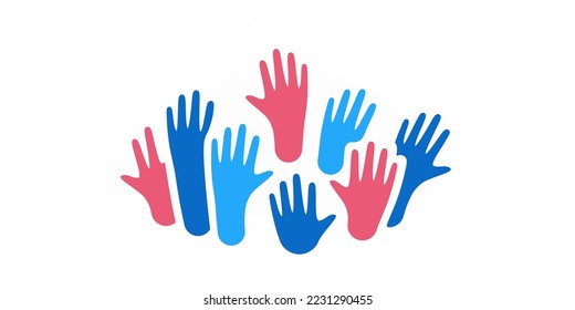 Muchos coloreados humanos ponen la ilustración en alto