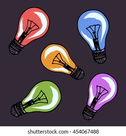 Many colored lights - vector background. Lamp light of different colors.