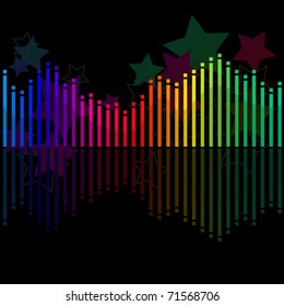 Many colored modern equalizer on black background