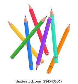 Many colored pencils: office and school supplies