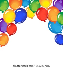 Many colorful balloons on white background
