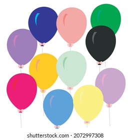 so many colorful balloons with ribbons tied together
