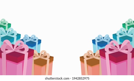 Many Colorful Big box gift VECTOR for background and mock up template digital design graphic 2d HD illustration