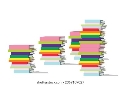 Many colorful book isolated on white background