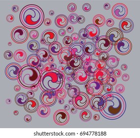 Many colorful circles on grey background