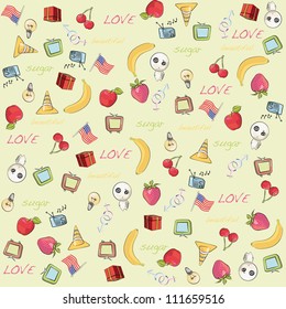 Many colorful elements in background. Vector design.