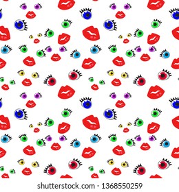 Many colorful eyes, Seamless Wallpaper pattern. 