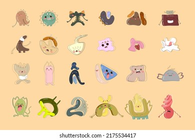 Many colorful monsters, cute and evill animals. For fabric prints, cool avatars, Halloween, varios children's holidays, stickers, for postcards, cartoons.