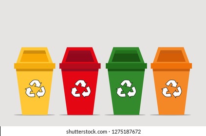 Many Colorful Recycle Bins Recycle Symbol Stock Vector (Royalty Free ...