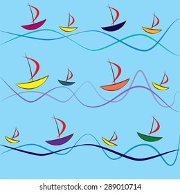 Many colorful yachts sailing in the sea.