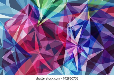"Many colors, orange, red, purple, blue, green, yellow, blue and many colors. Polygon vector abstract geometric patterns in the origami style with a new gradient template perfect