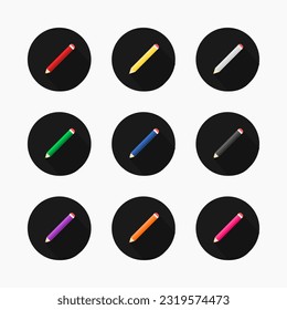 Many colors pencil flat design, simple vector design good for icon, elements, and other need