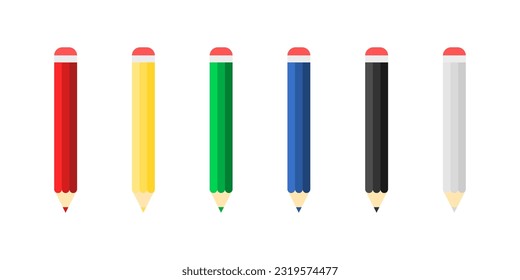 Many colors pencil flat design, simple vector design good for icon, elements, and other need