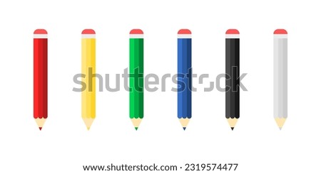 Many colors pencil flat design, simple vector design good for icon, elements, and other need