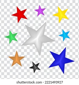 Many colors of star vector illustration. Star transparent vector.