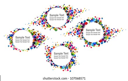 Many colourful confetti. Four bright festive backgrounds