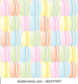 Many colourful macaroons background