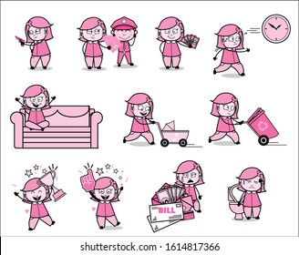 Many Comic Housewife Characters - Set of Concepts Vector illustrations