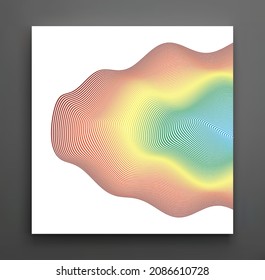 Many concentric curved thin lines that makes an abstract organic shape. Cover design template. Vector illustration for advertising, marketing or presentation.