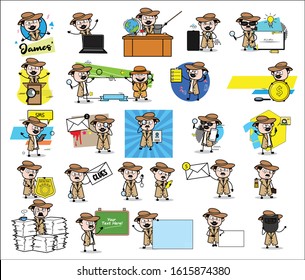 Many Concepts with Detective Agent - Set of Concepts Vector illustrations