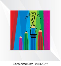 many creative pencil with bulb idea vector illustration 