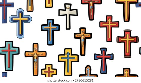 Many crosses in different colors and styles