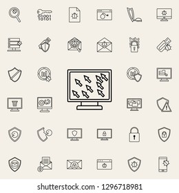 many cursors on the screen line icon. Virus Antivirus icons universal set for web and mobile