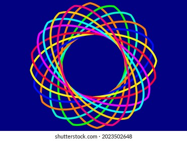 many curve multi color on blue background