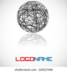 Many Curved Strings Globe Icon or Logo Design for your Company, Vector Illustration