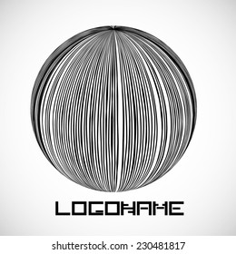 Many Curved Strings Globe Icon or Logo Design for your Company, Vector Illustration 