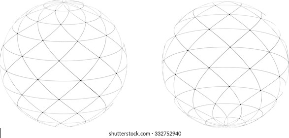 Many Curved Strings Globe Icon or Logo Design for your Company, Vector Illustration 