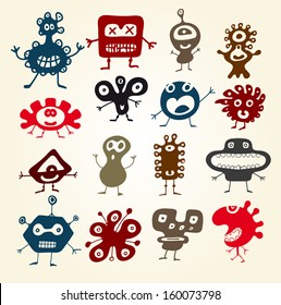 Muchos adorables monstruos de doodles