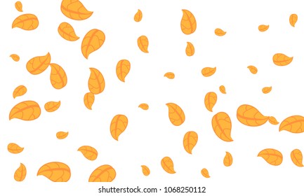 Many Cute Orange Leaves of Different Size on White Background