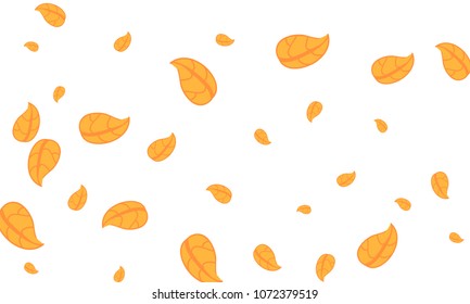 Many Cute Orange Leaves of Different Size on White Background