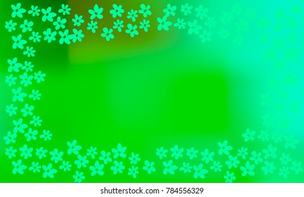 Many Cute Small Blue Flowers on Light Green and Blue Gradient Background