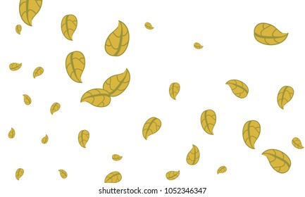 Many Cute Yellow Leaves of Different Size on White Background