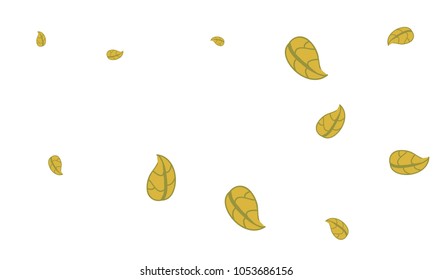 Many Cute Yellow Leaves of Different Size on White Background