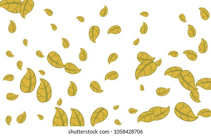 Many Cute Yellow Leaves of Different Size on White Background