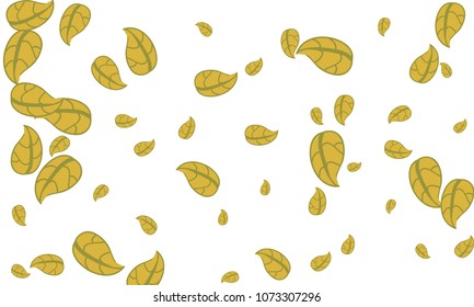 Many Cute Yellow Leaves of Different Size on White Background