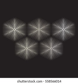 Many dark and light circles of different sizes. Light halftone logo design element, vector illustration Abstract circular pattern. Decorative drawing with mosaic