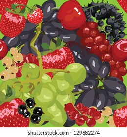 many different berries seamless background