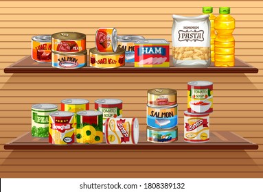 壁掛けの缶詰や加工食品のイラストが多数あります のベクター画像素材 ロイヤリティフリー
