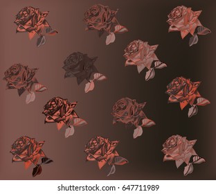 Many different chocolate roses. Can be used as a pattern on the fabric. For festival of flowers. As a beautiful floral background