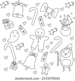 many different Christmas details.vector illustration